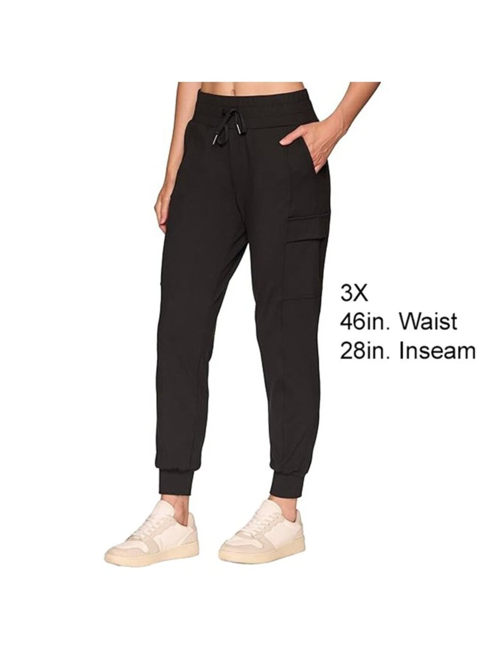 RBX Live Life Active Pull on Pants 3X Black CR7309X Active Wear Tie Waist Women